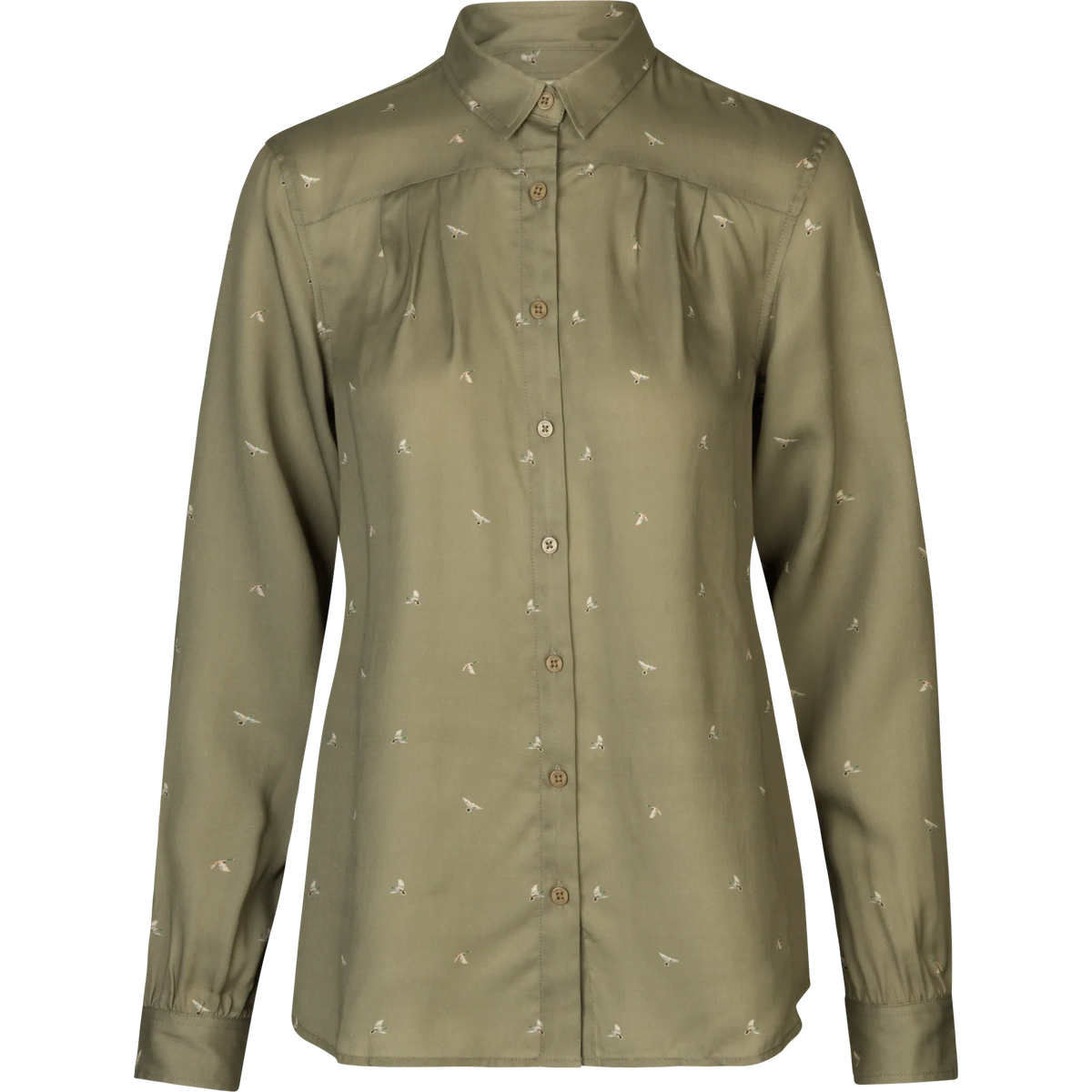 Abigail L/S shirt Women - Dust green/Flying ducks