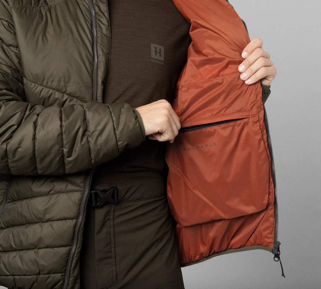 Logmar Insulated packable hooded jacket - Willow green
