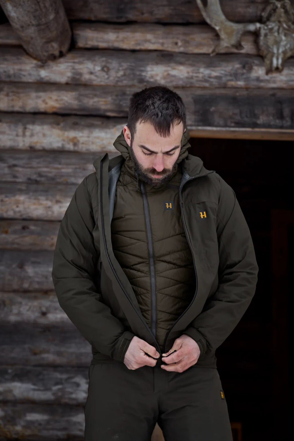 Logmar Insulated packable hooded jacket - Willow green