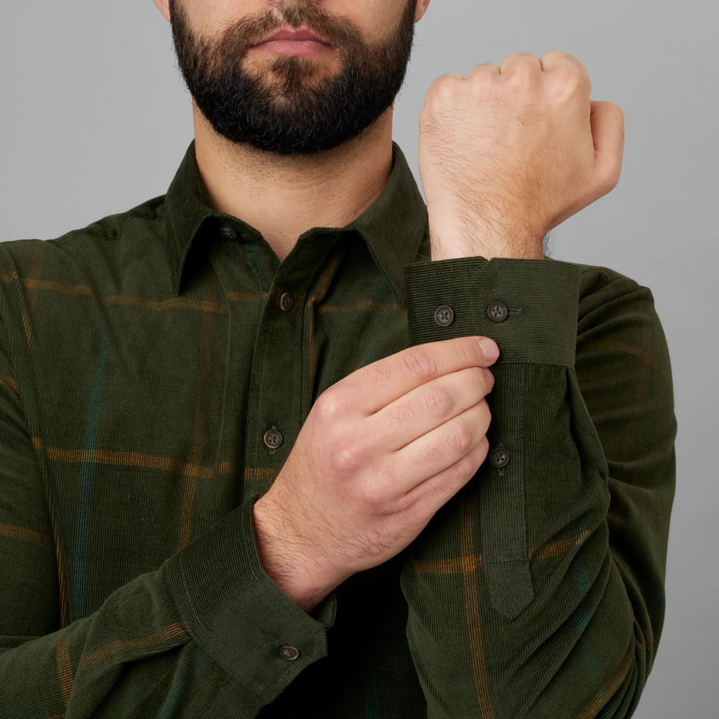 Kaldfjord corduroy check shirt - Willow green check