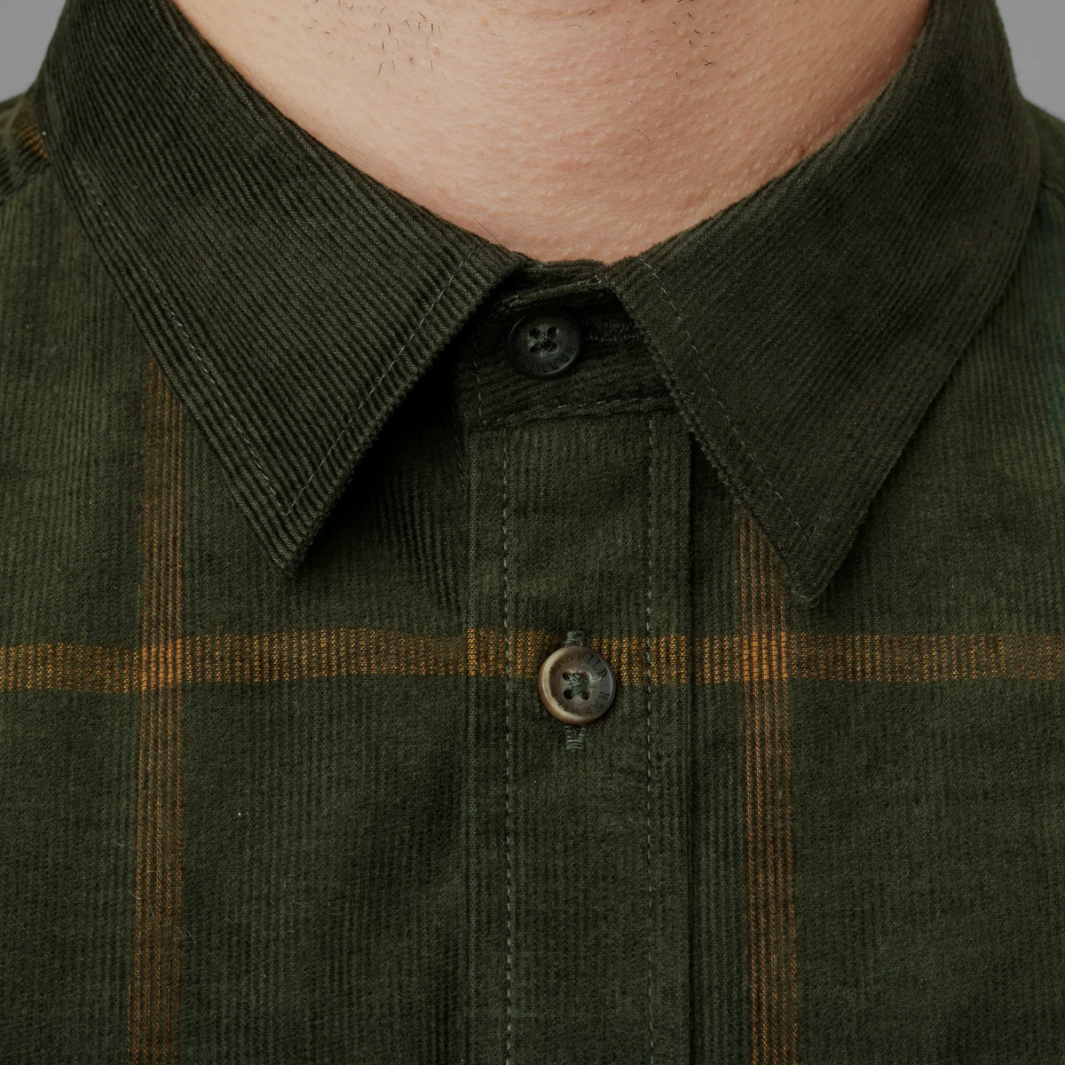Kaldfjord corduroy check shirt - Willow green check