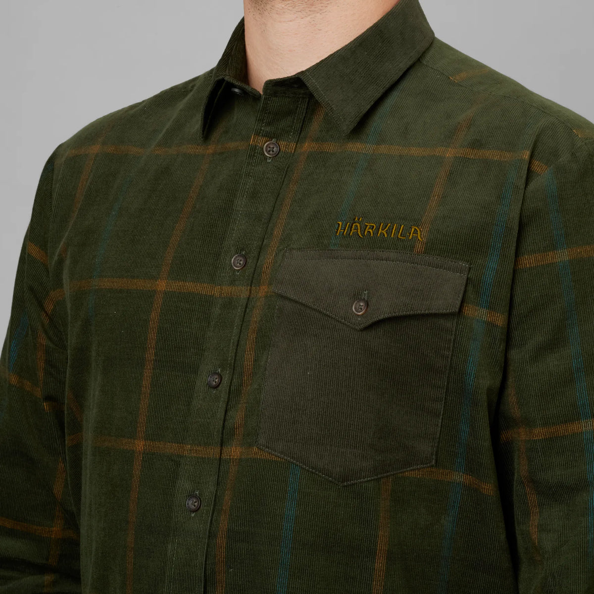 Kaldfjord corduroy check shirt - Willow green check