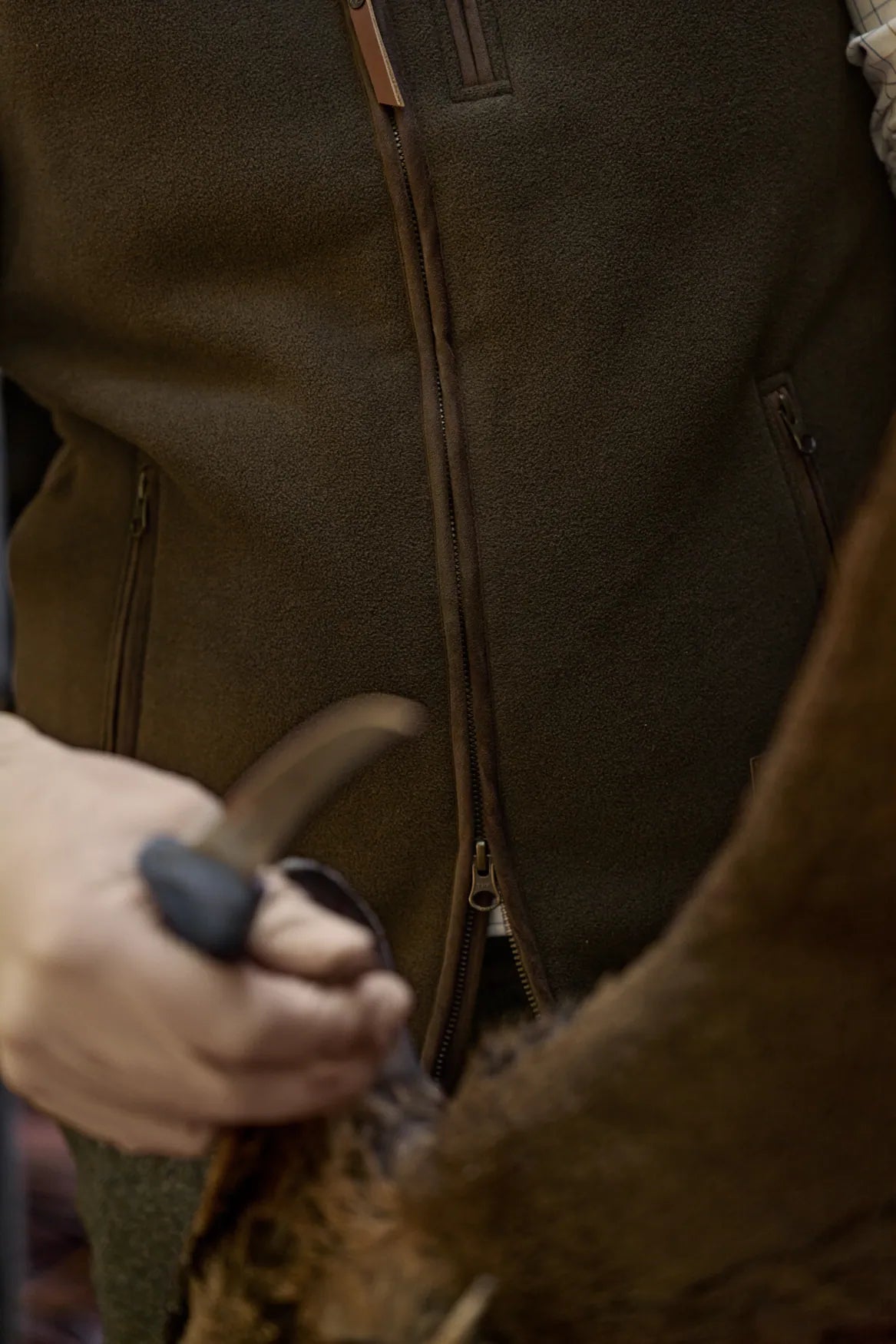 Sandhem sherpa fleece waistcoat - Willow green