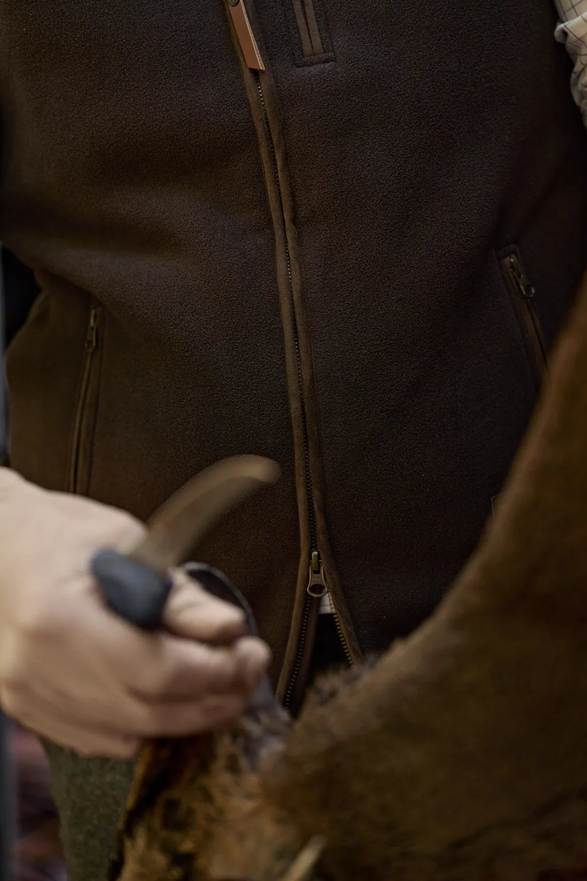 Sandhem sherpa fleece waistcoat - Demitasse brown