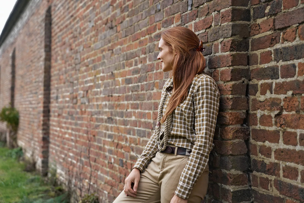 Härkila Fjell L/S shirt women - Dark olive check