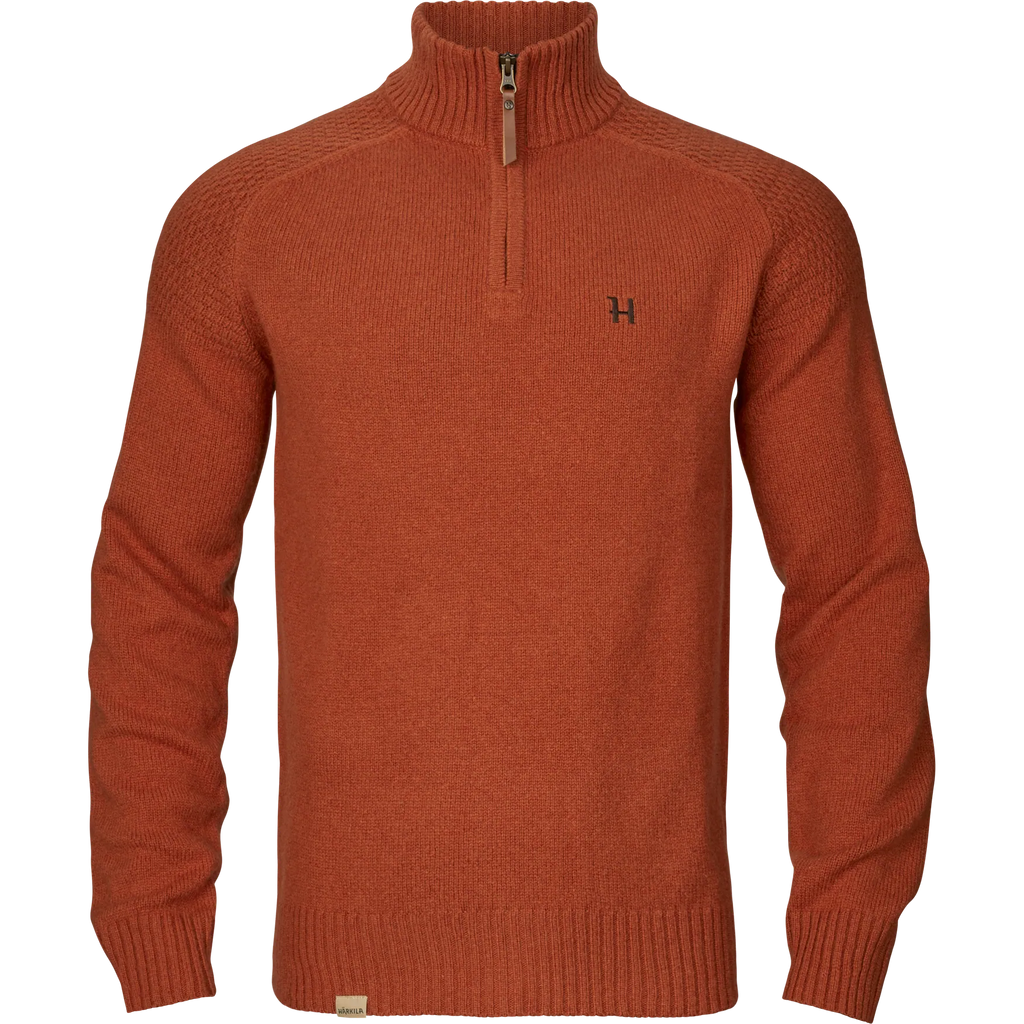 Vincent merino half zip pullover - Bombay brown
