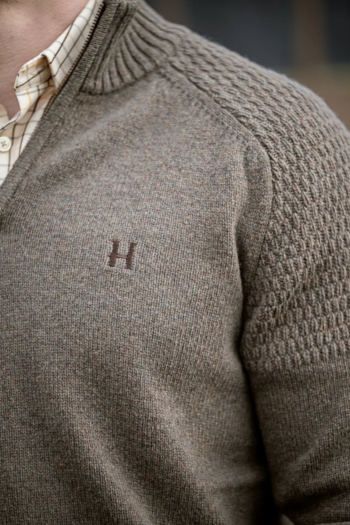 Vincent merino half zip pullover - Dark sand