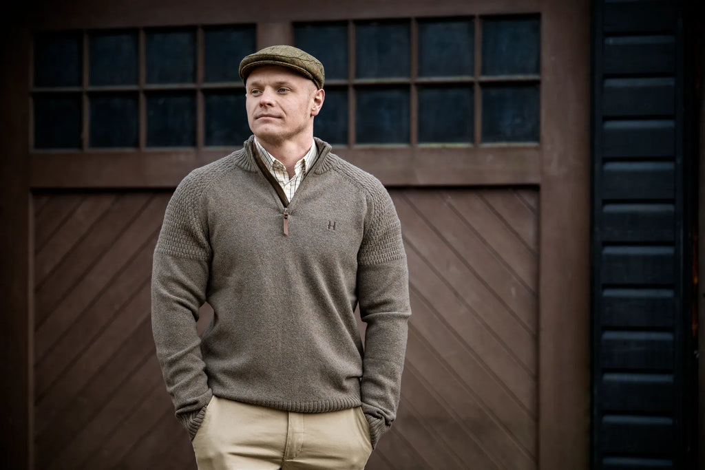 Vincent merino half zip pullover - Dark sand