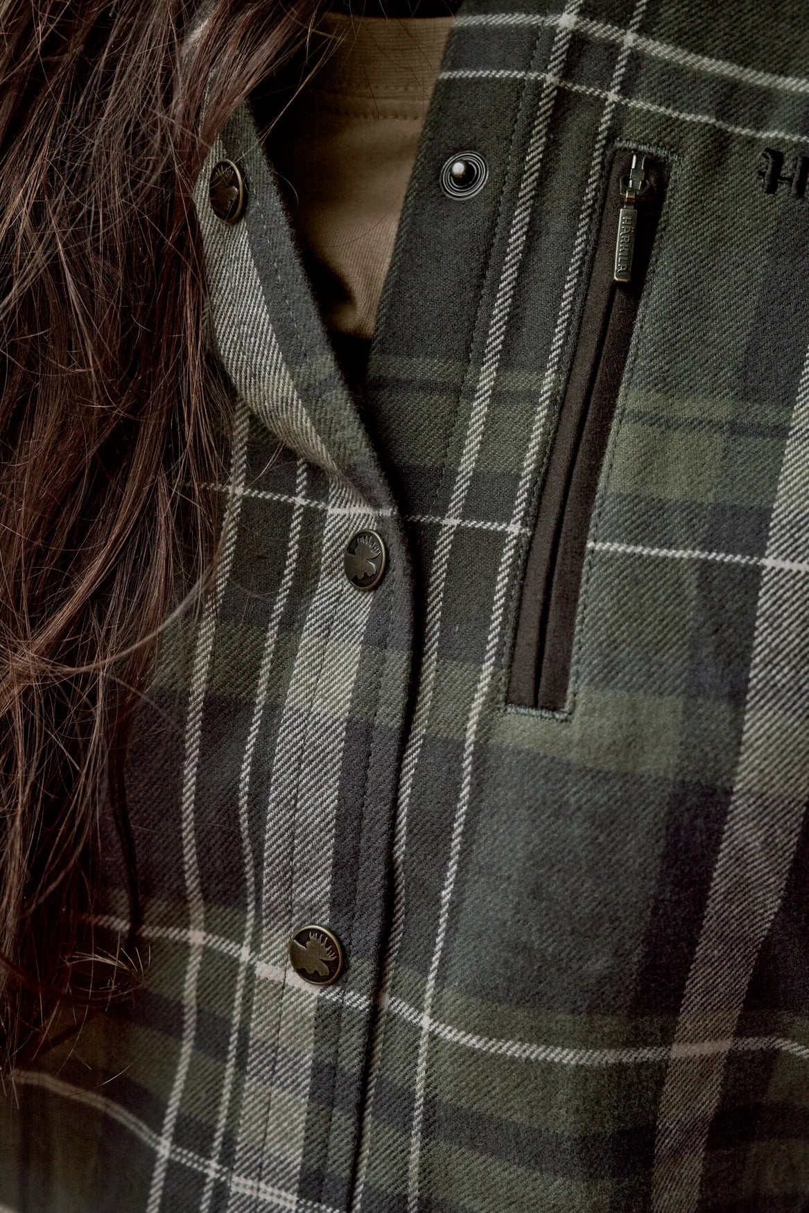 Pajala L/S shirt W - Olive check