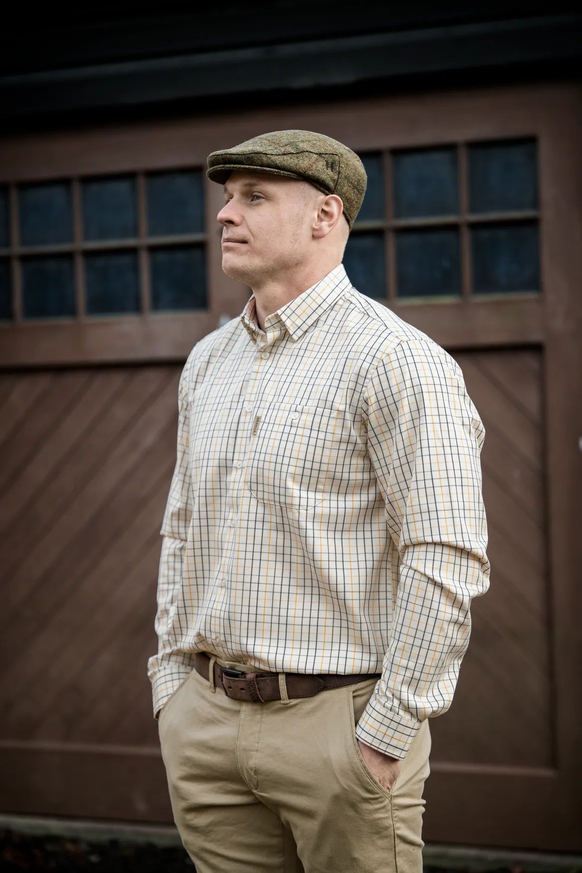 Haywood wool blend L/S shirt - Arrowwood yellow check