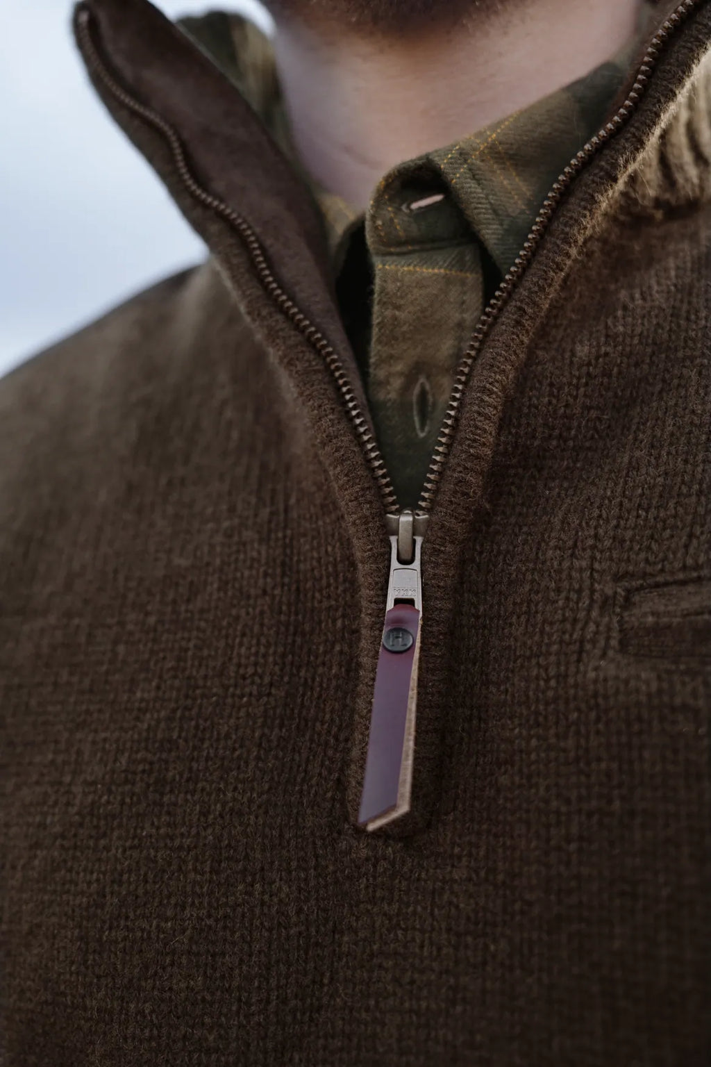 Annaboda WSP knit half zip - Willow green