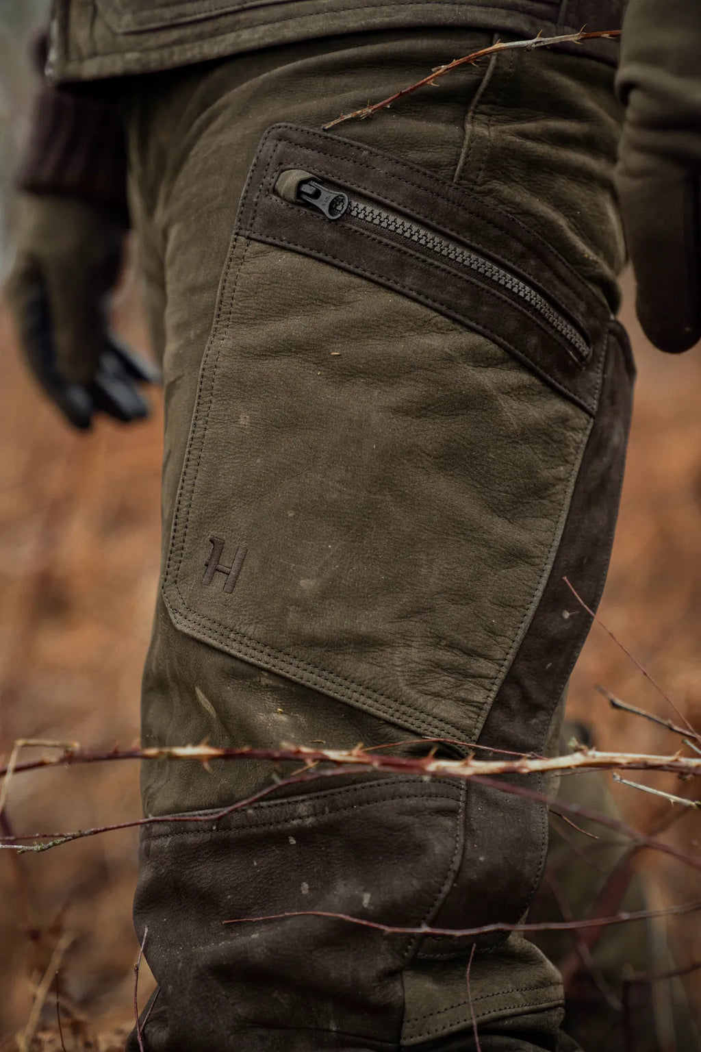 Pro Hunter leather trousers - Willow green