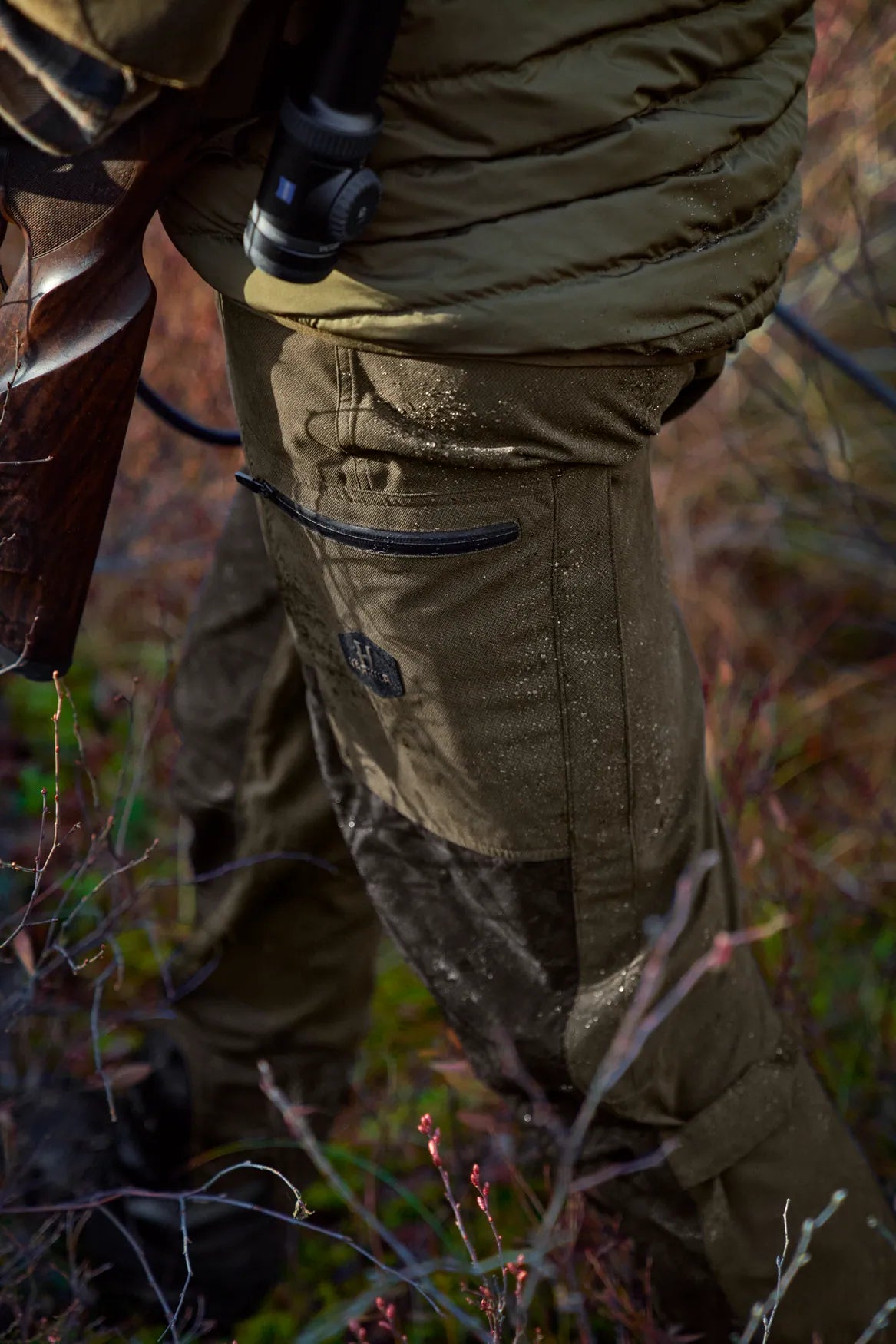 Driven Hunt HWS leather trousers - Willow green/Shadow brown