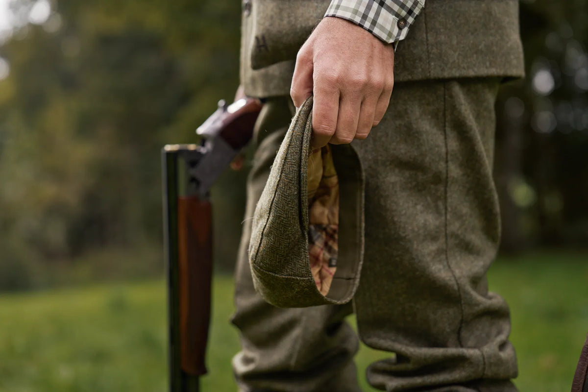 Kenmore Cl. flat cap - Forest green/Herringbone