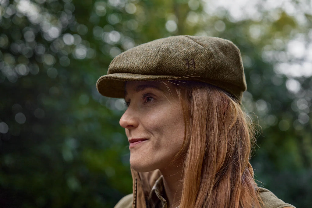 Kenmore Cl. baker boy cap - Forest green/Herringbone