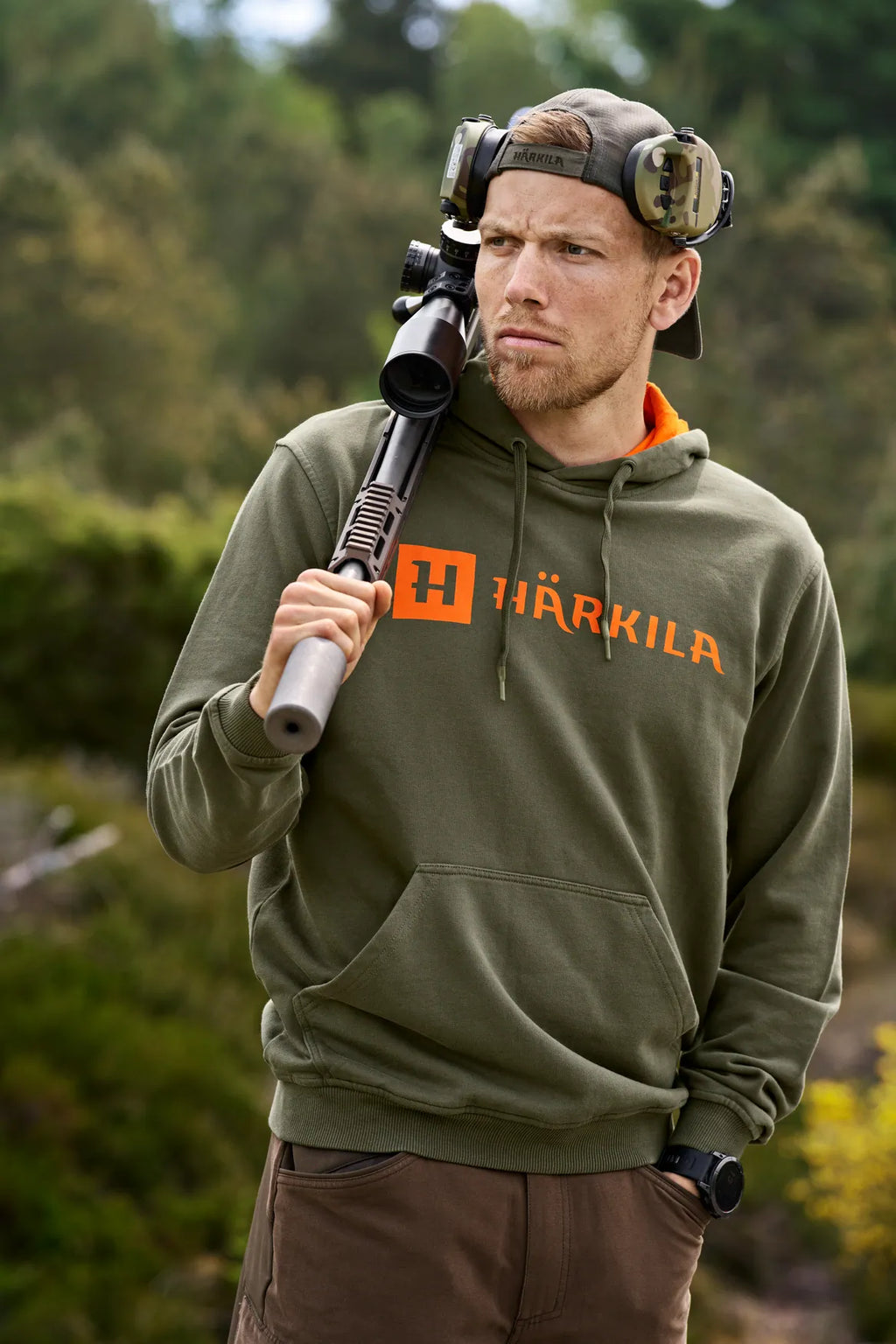 Härkila Identity Hoodie - Grape leaf/Mandarin orange