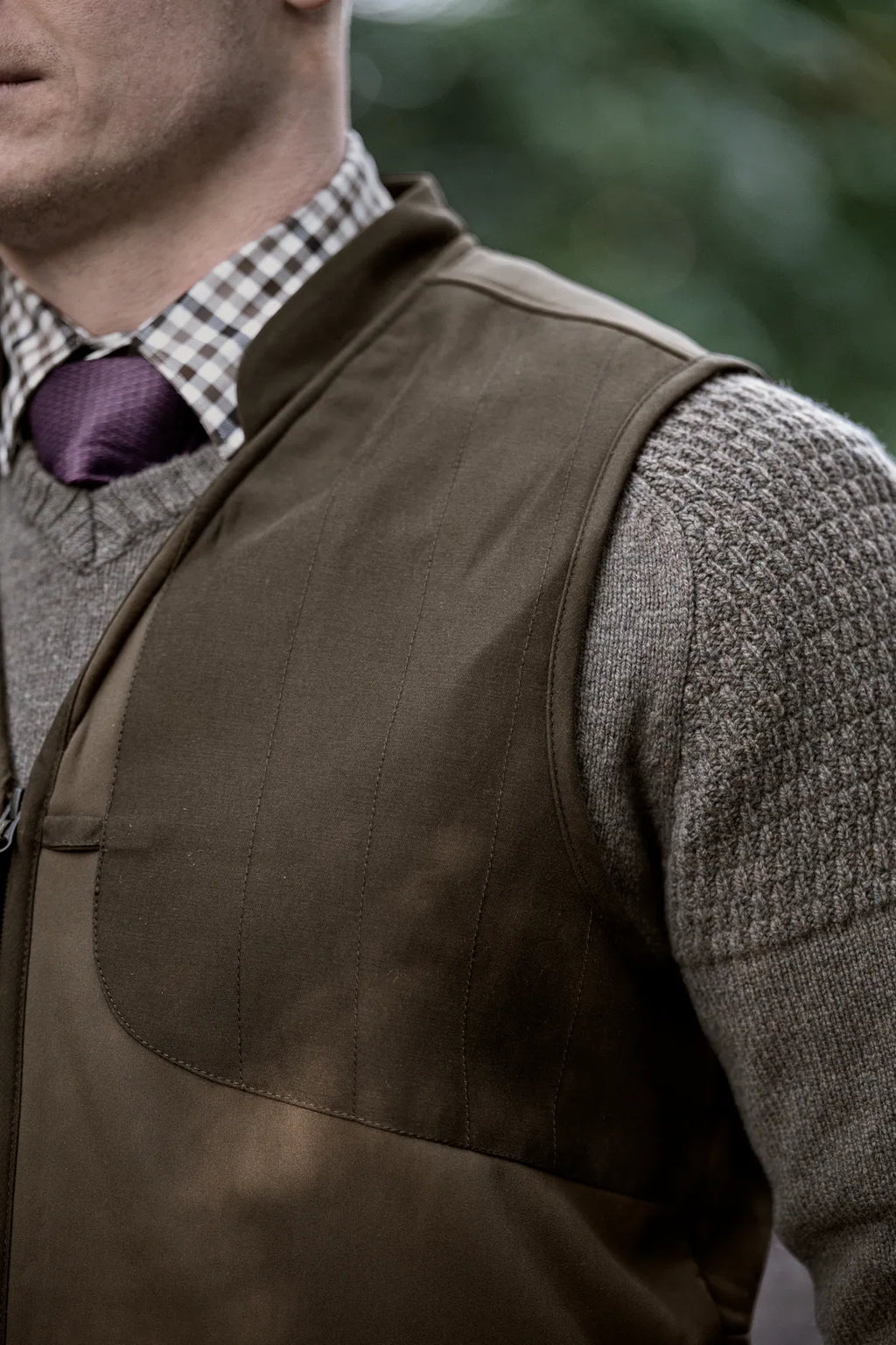 Skye shooting waistcoat - Willow green/Shadow brown