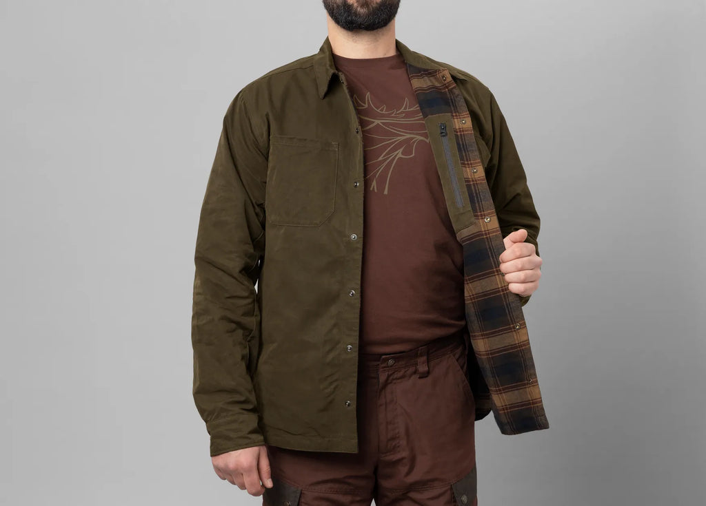 Eirik reversible shirt jacket - Dark warm olive/Burgundy