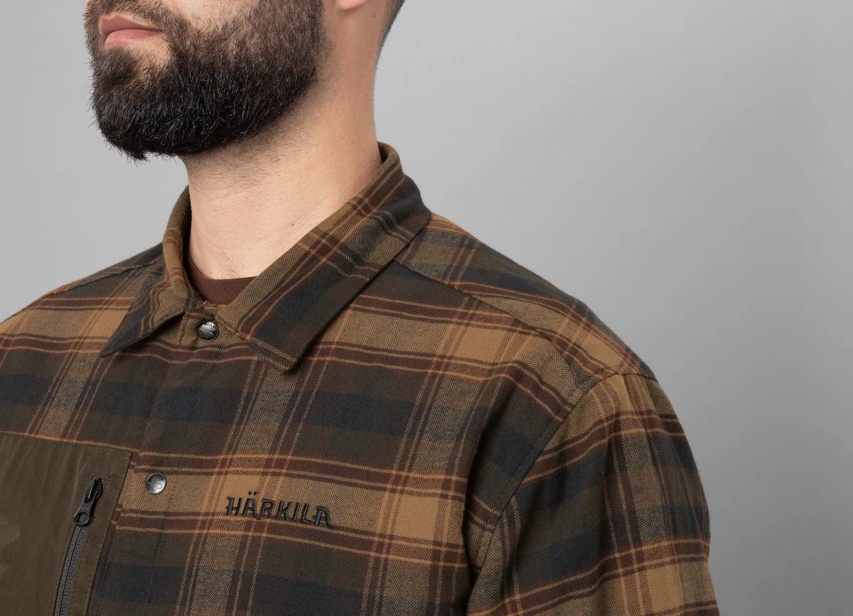 Eirik reversible shirt jacket - Dark warm olive/Burgundy