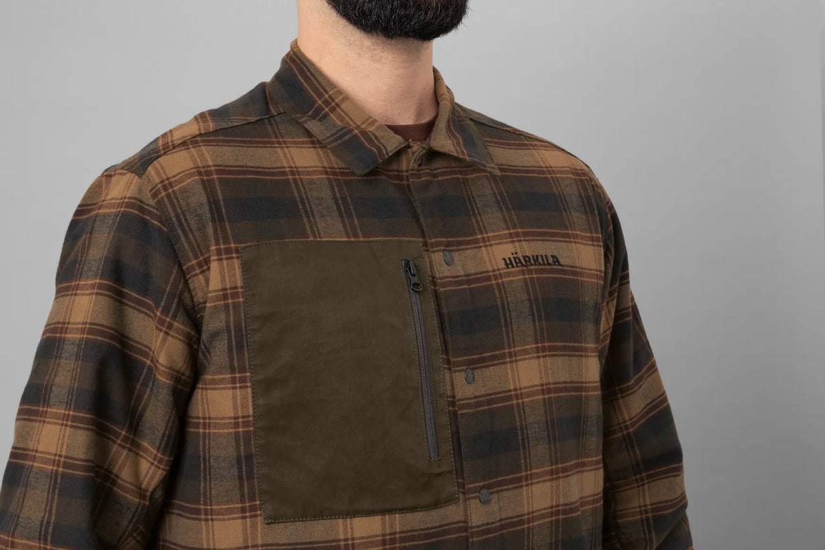 Eirik reversible shirt jacket - Dark warm olive/Burgundy