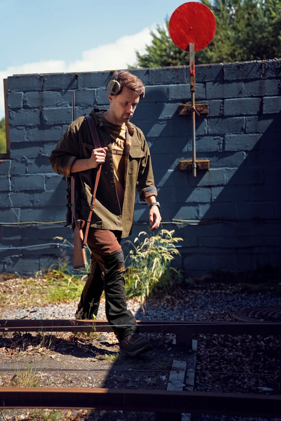 Eirik reversible shirt jacket - Dark warm olive/Burgundy