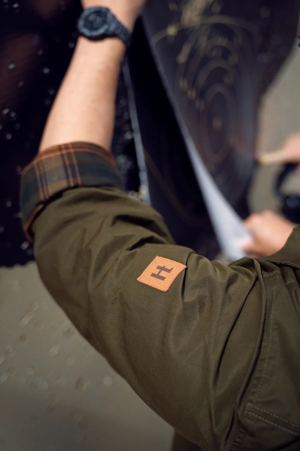 Eirik reversible shirt jacket - Dark warm olive/Burgundy