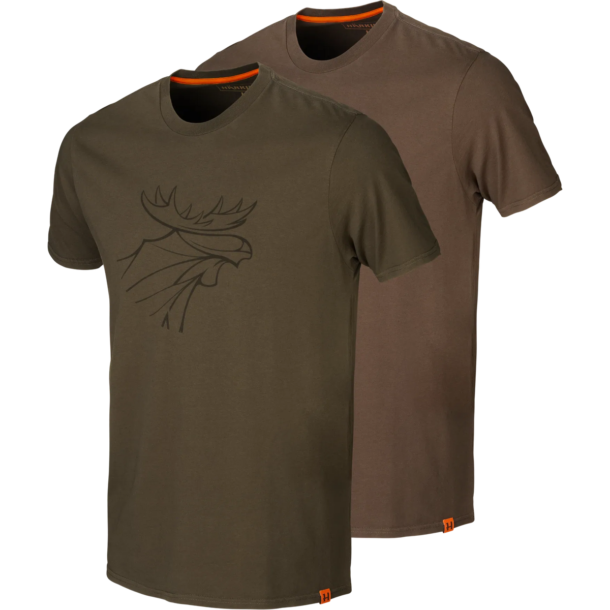 Härkila graphic t-shirt 2-pack - Willow green/Slate brown