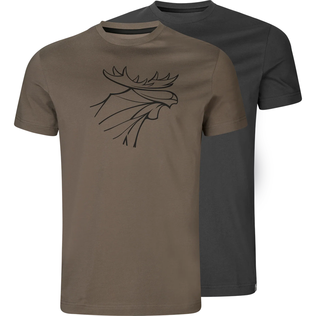 Härkila graphic t-shirt 2-pack - Brown granite/Phantom