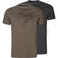 Härkila graphic t-shirt 2-pack - Brown granite/Phantom