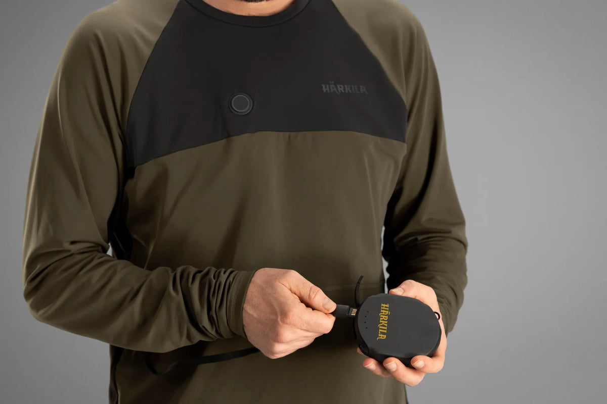 Härkila Heat USB-C L/S t-shirt - Willow green/Black