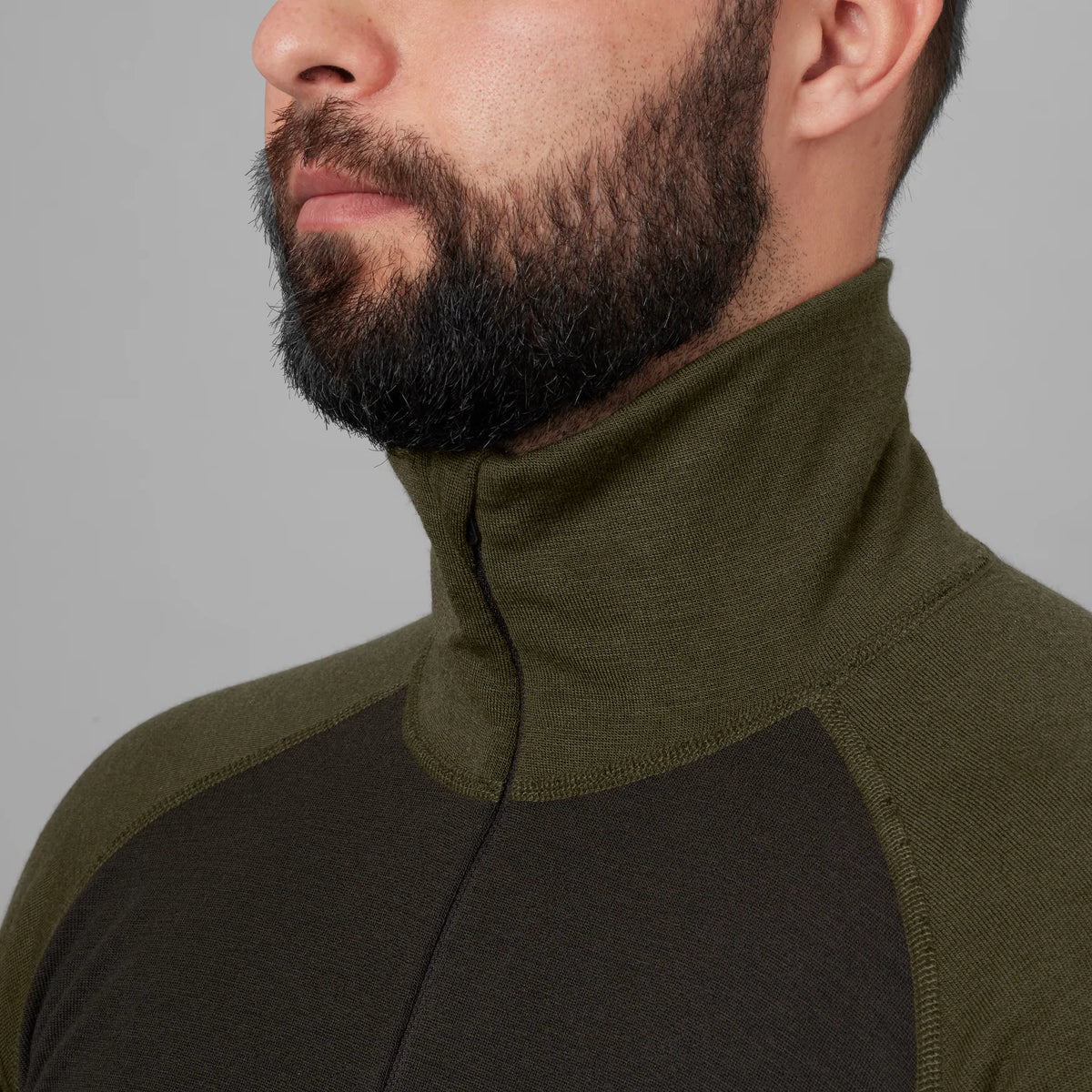Härkila Base Warm zip neck - Willow green/Shadow brown