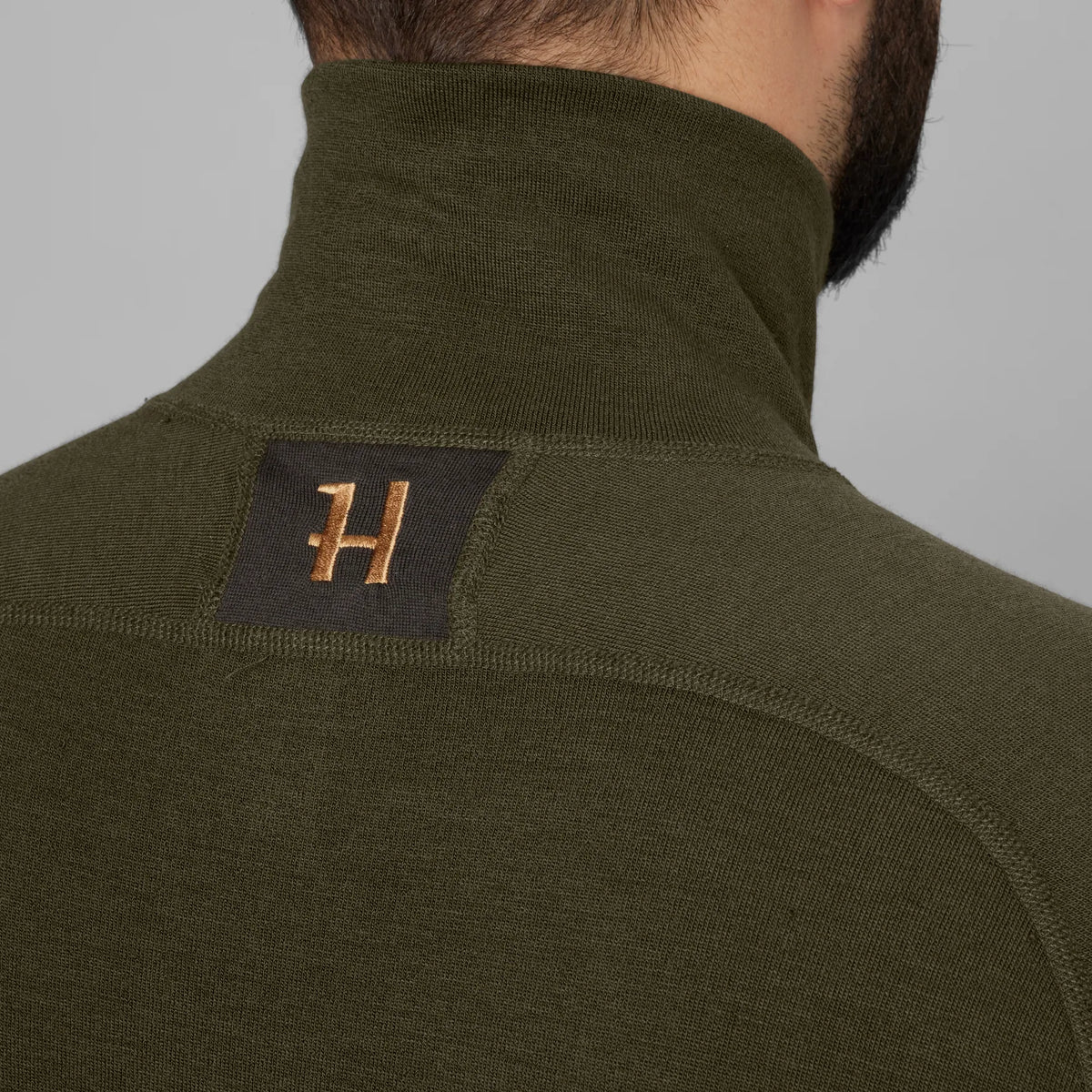 Härkila Base Warm zip neck - Willow green/Shadow brown