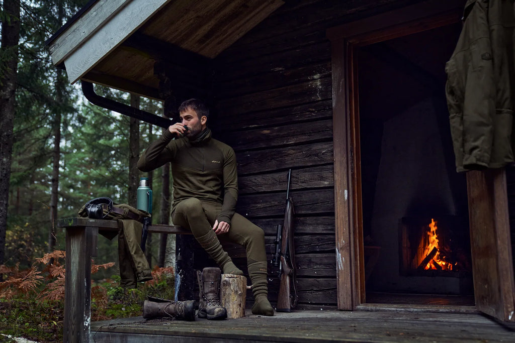 Härkila Base Warm zip neck - Willow green/Shadow brown