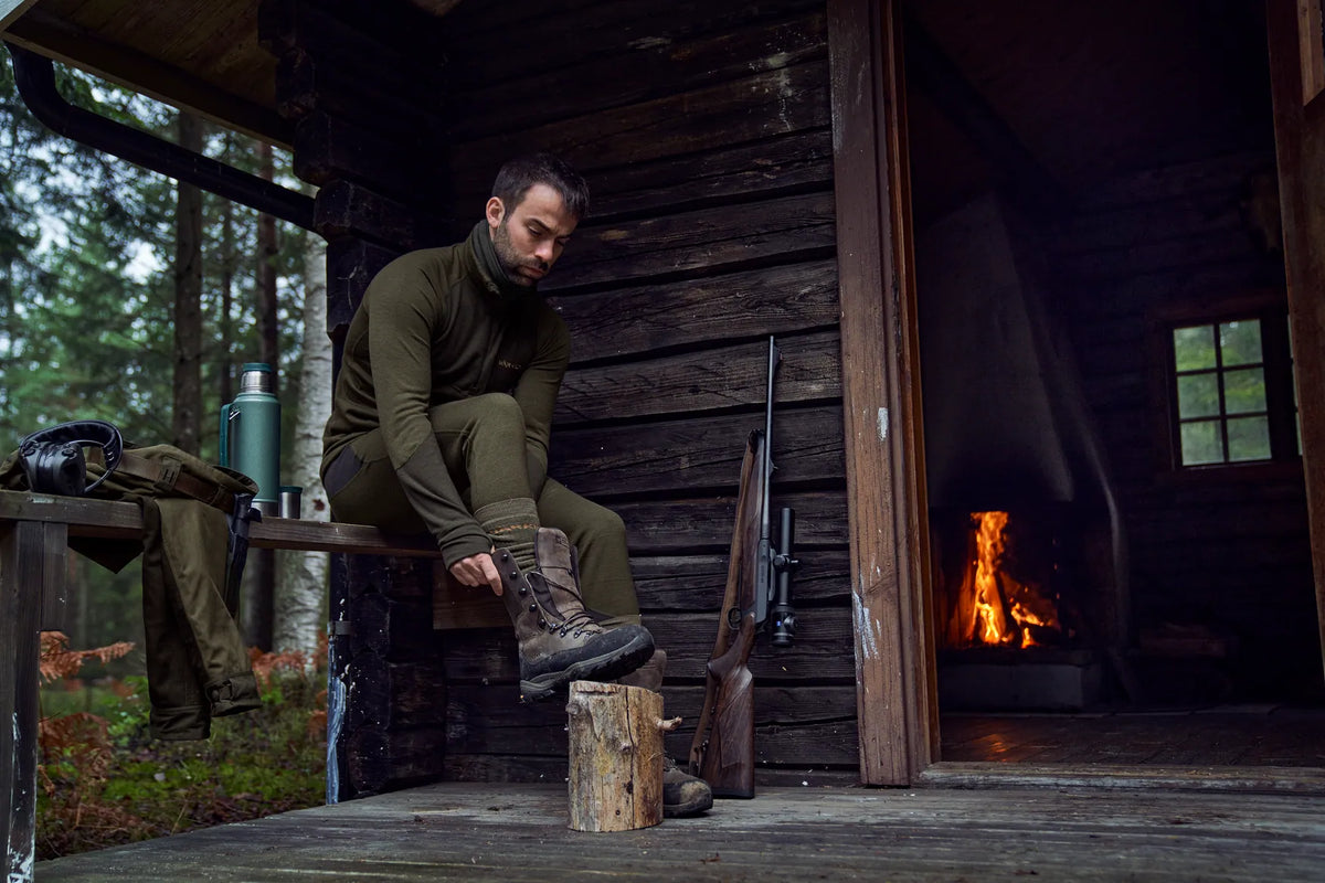 Härkila Base Warm zip neck - Willow green/Shadow brown