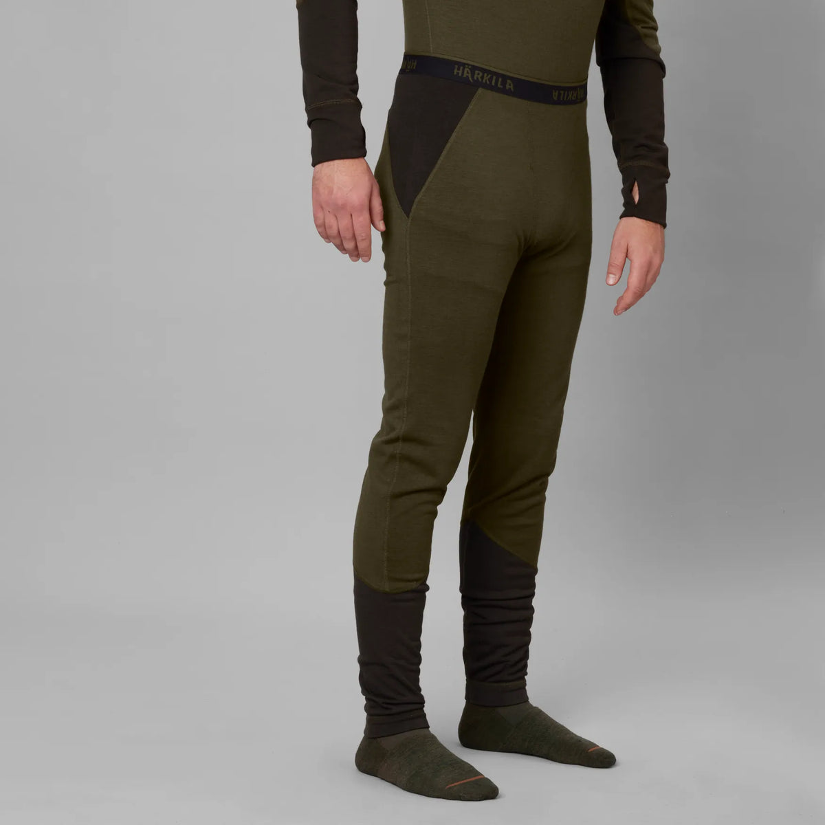 Härkila Base Warm long johns - Willow green/Shadow brown